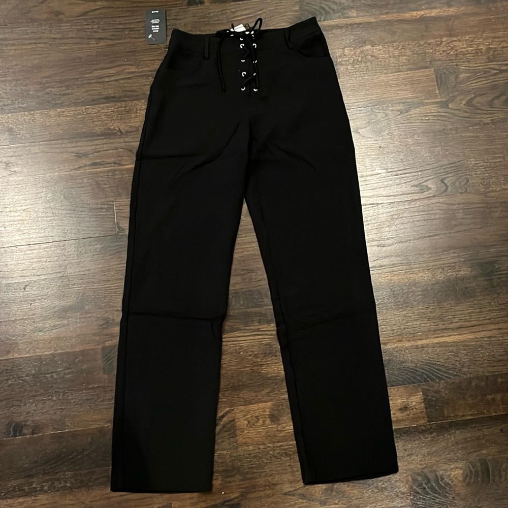 Sexy black lace up pants